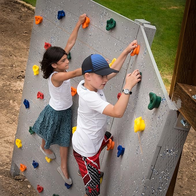 Squirrel Products Rock Climbing Holds for Kids, Deluxe Extra Large Climbing Rocks with Mounting Hardware - DIY Rock Wall Indoor & Outdoor Playground Accessories Wall Climbing Kit - Ages 3+