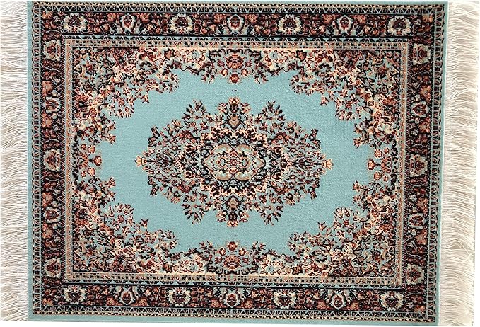Set of 4 Dollhouse Area Rugs – Miniature Carpet Accessories for Doll Houses, 10 x 7 Inch Rectangular Floor Décor, Oriental Style