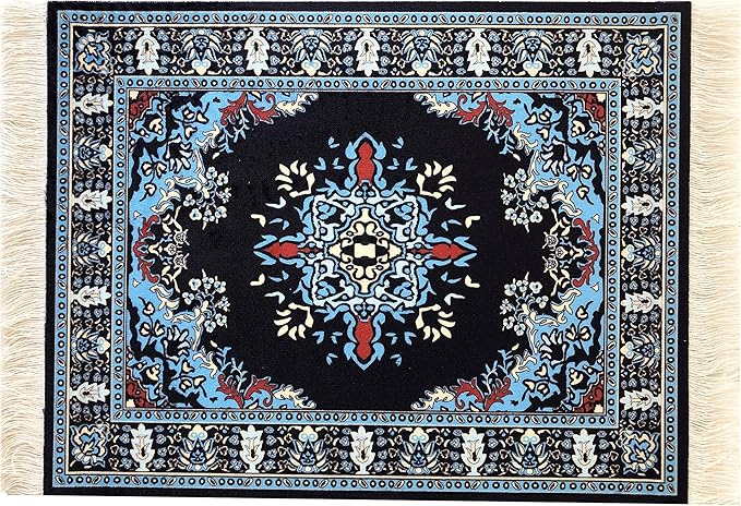 Set of 4 Dollhouse Area Rugs – Miniature Carpet Accessories for Doll Houses, 10 x 7 Inch Rectangular Floor Décor, Oriental Style