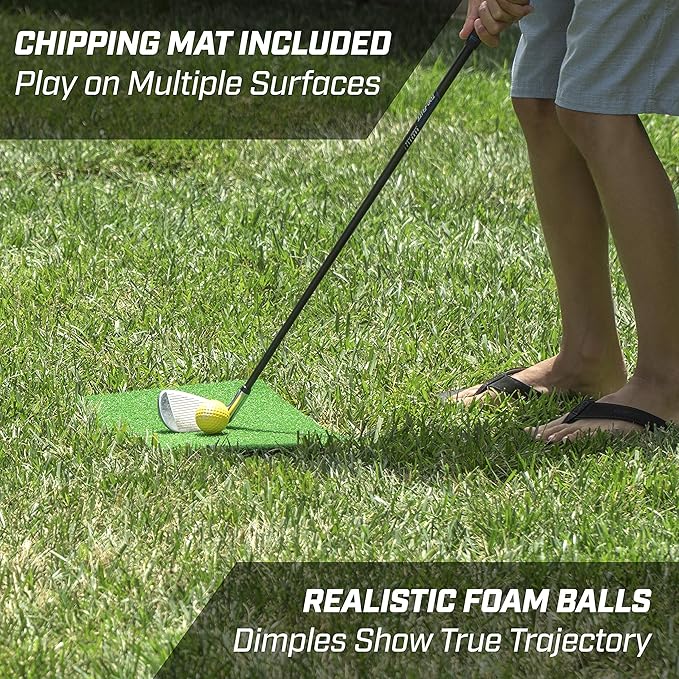 GoSports BattleChip Versus Golf Game - Includes Two 3 ft x 2 ft Targets, 16 Foam Balls, 2 Hitting Mats, Scorecard and Carrying Case
