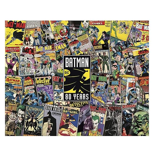 Paladone Batman 1000 Piece Jigsaw Puzzle - Pop Culture Retro Puzzle, Comic Books Through Time Collage, Yellow