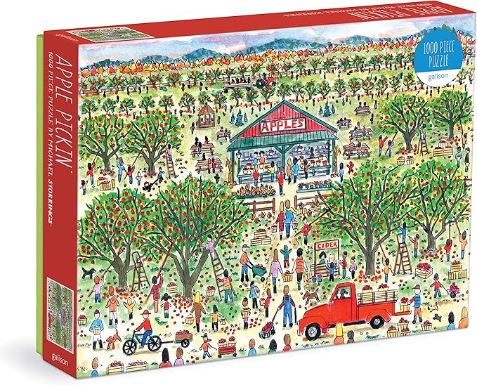 Galison Michael Storrings Apple Pickin' 1000 Piece Puzzle from Galison - 27" x 20" Beautifully Illustrated Puzzle, Thick & Sturdy Pieces, Perfect Activity for Chilly Fall Weather!