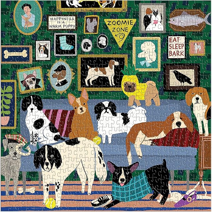 Galison Lounge Dogs – 500 Piece Puzzle Fun and Challenging Activity with Bright and Bold Artwork of Dogs Lounging Around for Adults and Families