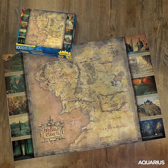 Aquarius Lord of The Rings Map Puzzle (1000 Piece Jigsaw Puzzle) - Glare Free - Precision Fit - Officially Licensed Lord of The Rings Merchandise & Collectibles - 20 x 28 in