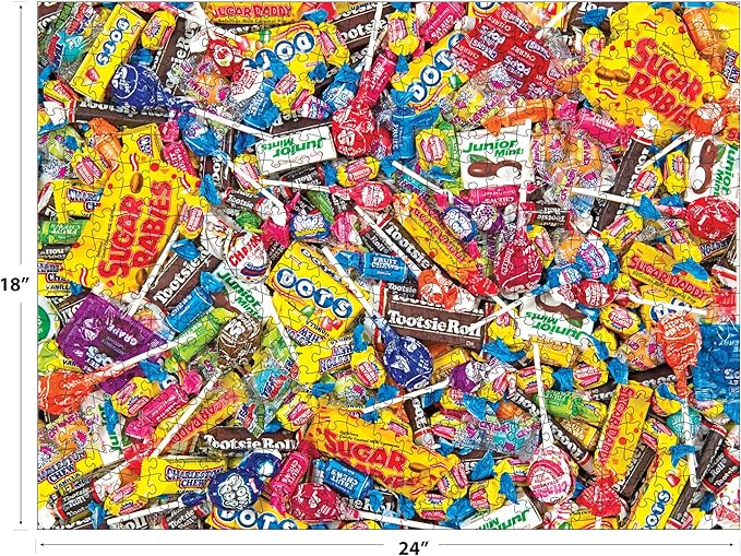 RoseArt - Snack Assortment - Tootsie Mega Mix 500 Piece Jigsaw Puzzle for Adults, Candy Collage Design - Finished Size 24 x 18 - Made in USA