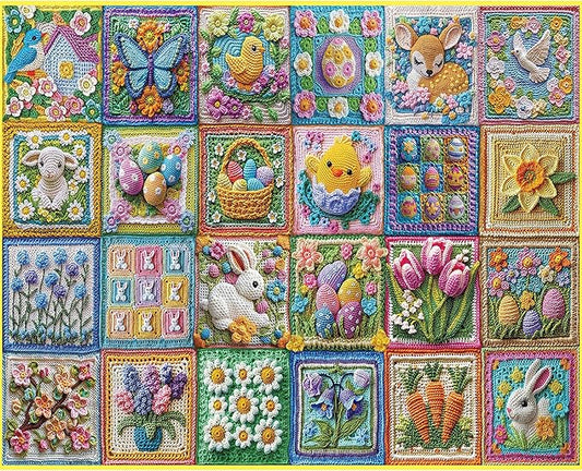 White Mountain 1000 Piece Jigsaw Puzzle Spring Holiday Collage Puzzles with Large Pieces Gift for Adults and Family 24"x30" - Easter Crochet