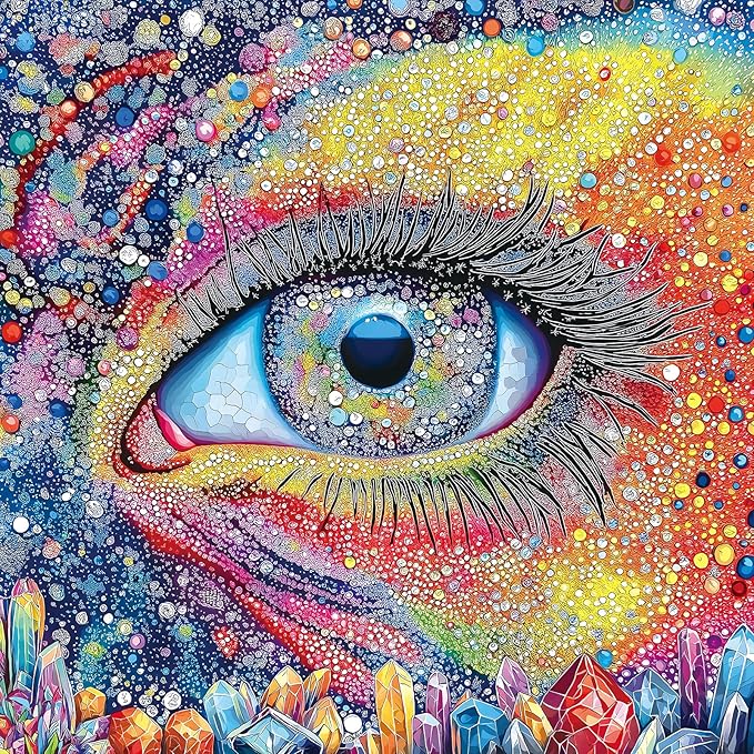 Blueforest 500 Piece Jigsaw Puzzle for Adults - Abstract Rainbow Eye & Crystal Design | Challenging Art Puzzle for Relaxation & Creativity (20x20 Inches)
