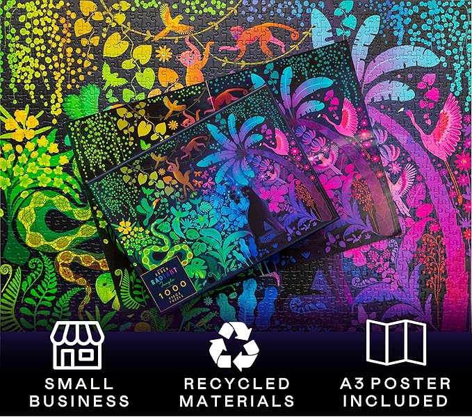Elena Essex Jigsaw Puzzles - Radiant Jungle | Puzzle 1000 Pieces | Puzzles for Adults | Animal Bird Rainbow Gradient Puzzle | Adult Puzzles Size 28x20 inches