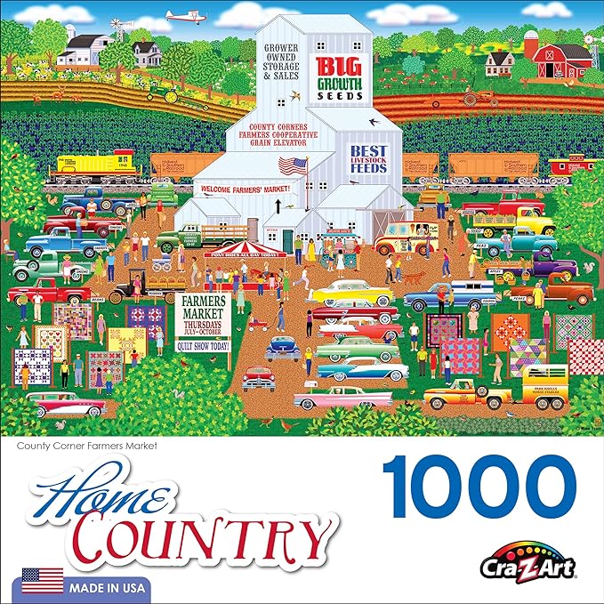 RoseArt - Home Country - County Corner Farmer's Market 1000 Piece Jigsaw Puzzle for Adults