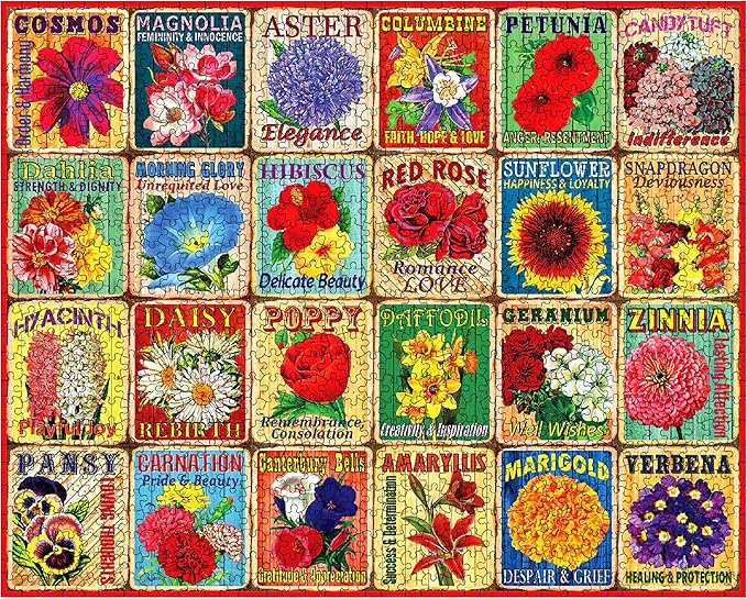 White Mountain 1000 Piece Jigsaw Puzzle Colorful Flower Collage Puzzles with Large Pieces Gift for Adults and Family 24"x30" - What Flowers Mean