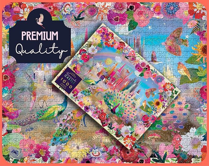 Elena Essex Jigsaw Puzzles 1000 Pieces - Peacock Castle, Puzzles for Adults 1000 Pieces, 1000 Piece Puzzle, Colorful Cool Dream Art Magical Puzzle, Size 28x20 inches