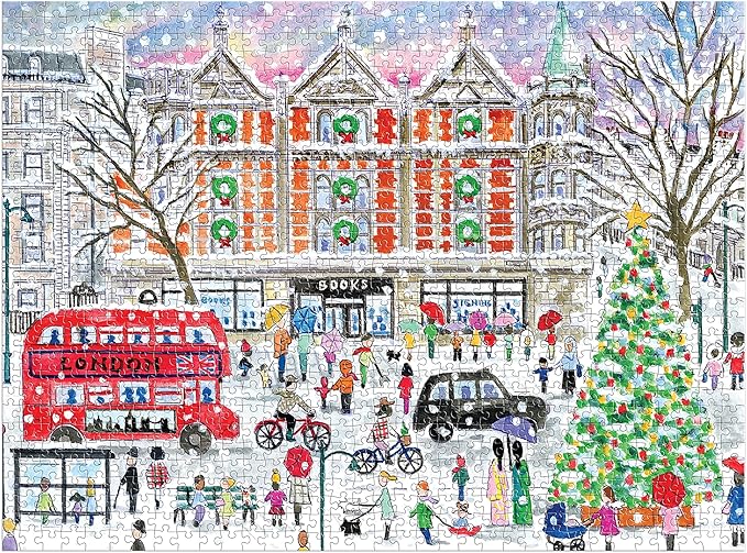 Galison Michael Storrings Christmas in London – 1000 Piece Puzzle Fun and Challenging Activity with Bright and Bold Artwork of The London Holiday Season for Adults and Families