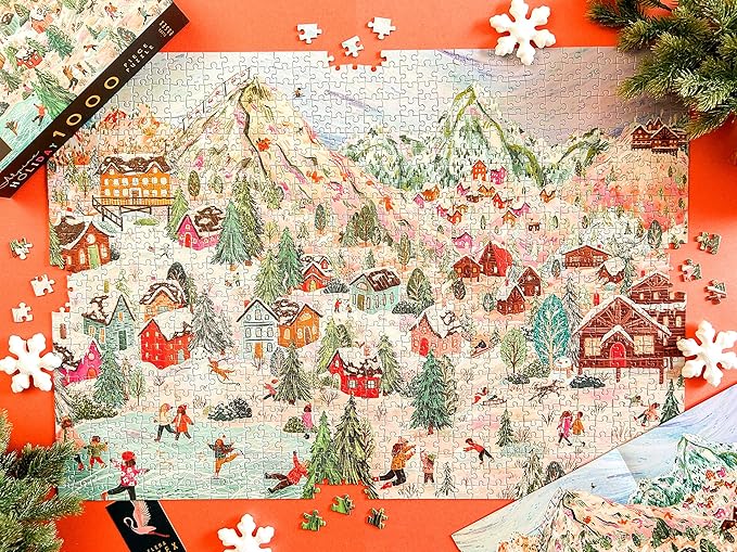 Elena Essex Chirstmas Puzzles for Adults 1000 Pieces - Alpine Holiday | Chirstmas Jigsaw Puzzles | 1000 Piece Puzzle | Fun Family Thanksgiving Landscape Puzzle | Size 20x28 inches