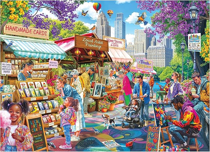 RoseArt - Kodak Premium - City Street Fair - 1000 Piece Jigsaw Puzzle for Adults, Vibrant Vendors Artwork - Made in USA