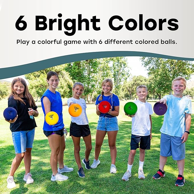 GSM Brands Dodgeballs - Foam, Soft Skin, Low Bounce, 5.9" - Set of 6 Dodge Balls for Kids and Adults