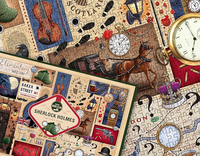 Gibsons Book Club Sherlock Holmes 1000 Piece Puzzle – Made in America – British Literature Detective Puzzle for Adults & Teens – Premium 100% Recycled Board
