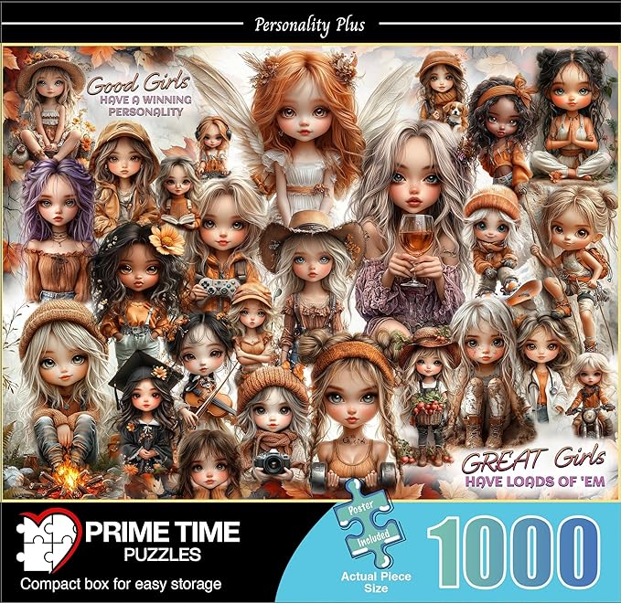 Puzzles for Women - 1000 Piece Collage Jigsaw Puzzle for Adults - Great Girls Have Lots of Personality - Challenging and Perfect for Game Nights - Motivational Affirmation 20x27 inches