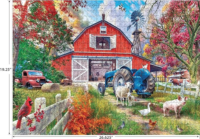 RoseArt - Kodak Premium - Big Country Barn 1000 Piece Jigsaw Puzzle for Adults, Vibrant Farm Scene - Made in USA