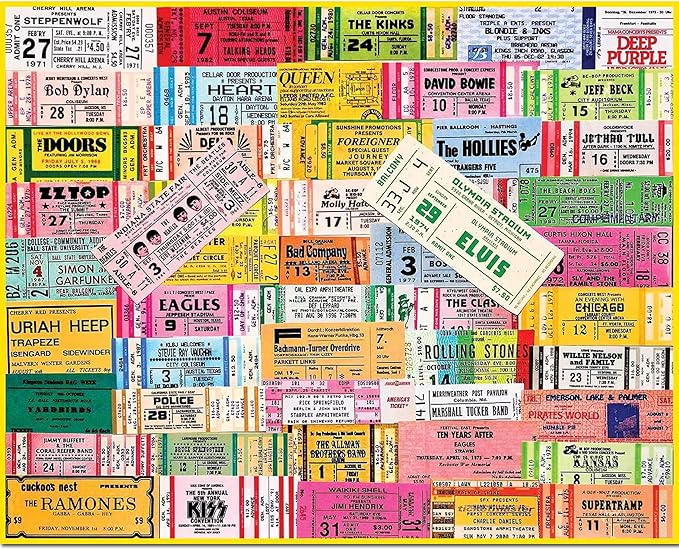 White Mountain 1000 Piece Jigsaw Puzzle Iconic Music Concerts Collage Puzzles with Large Pieces for Adults and Family 24"x30" - Concert Tickets
